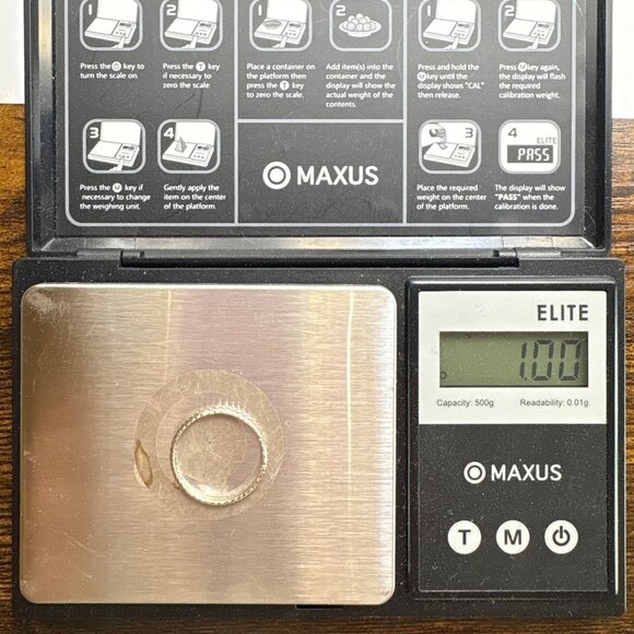 VTG Solid Sterling Silver 925 Illusion Stone Beaded Band Minimalist Ring Size 7 - Picture 11 of 11